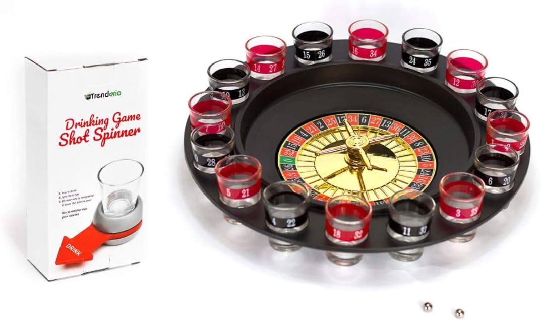 Saufspiel Trinkspiele Trendario Party Trinkspiel Set Shot Spinner Roulette Mit 16 Schnapsglaser Schnaps Roulettespiel Fur Erwachsene 2 Kugeln Jga Vatertag Party Scherzartikel Trinkspiele