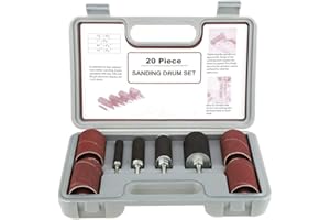 HONGZER Drill Press Sanding Drum Kit, 20pcs Rubber Sanding Drum Set for Drill Presses and Power Drills, Drum Sander Attachment with Spindle Sander Sleeves and Tool Carrying Case, 1/2, 3/4, 1, 1-1/2 Inch
