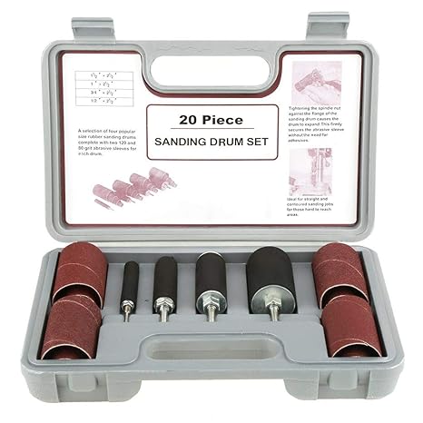 Trommelschleifer Kit,Spindelschleifen Trommelschleifer Werkzeugsatz mit 4pcs Gummitrommel,16pcs Schleifhülsen und 1 Aufbewahr