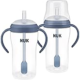 NUK Perfect Match Learner Straw Cup, 8 oz, 2 pack – Soft Straw, Easy-Grip Handles, BPA Free, Spill Proof Transition Sippy Cup