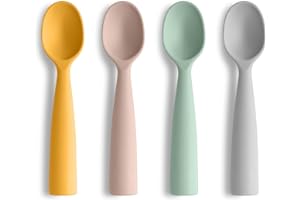 Vicloon Silicone Baby Feeding Spoons - 4 PCS First Stage for Infants, Ultra-Durable & Chewproof, Dishwasher Safe Baby Utensils