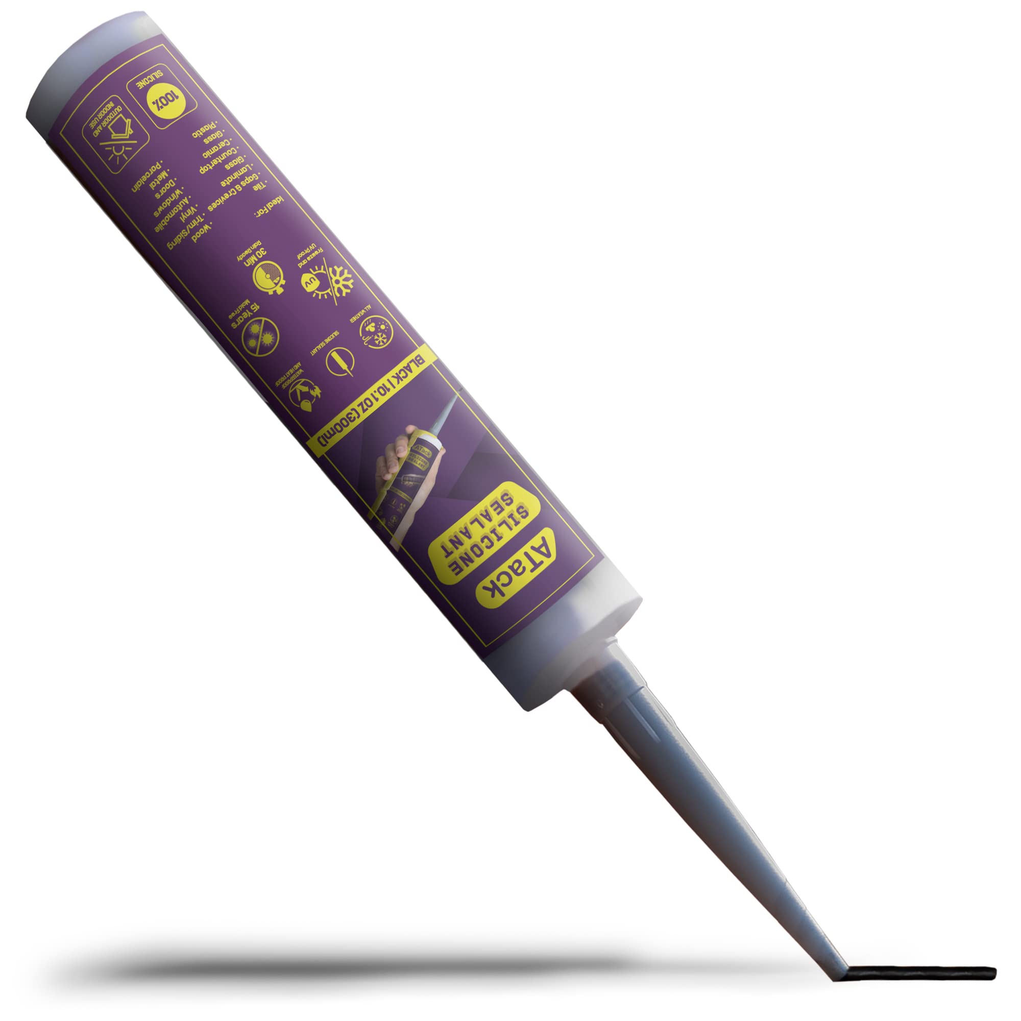 Photo 1 of ATack Black Silicone Sealant Caulk 10.1 oz 100% Silicone Black Caulking Waterproof | Black RTV Silicone Sealant for RV Sealant and Caulking | High Temp Marine Caulk for Wood, Aquarium, Bathtub Shower