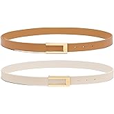 YooAi Womens Leather Belt Skinny Waist Belt for Dresses Jeans Pants with Gold Buckle