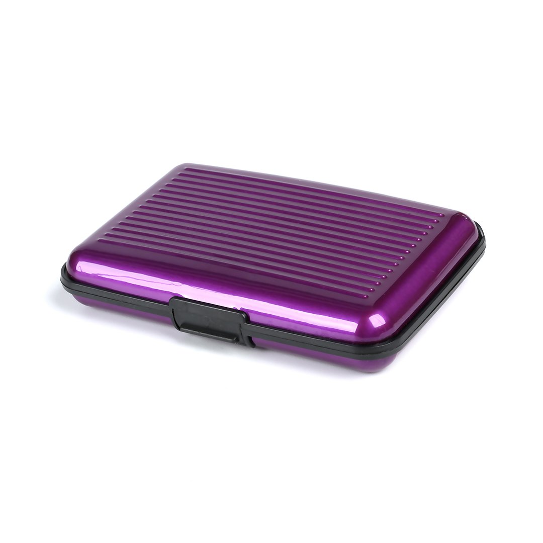 NEW ALUMINIUM METAL POCKET BUSINESS ID CREDIT CARD WALLET HOLDER WATERPROOF CASE PURPLE