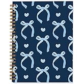 QUICQOD Journal for Teens Girls, Cute Preppy Coquette Spiral Notebook Journal Diary School Supplies, Cute Notebooks for Women, Hardcover Spiral Notebook 5.5x8.3 Inch