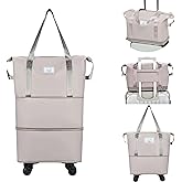 NiceUU Travel Rolling Duffel Bag with Removable Wheels,Expandable Foldable Carry-On Luggage for Trip or Hospitalization