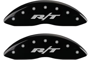 MGP Caliper Covers - Brake Caliper Covers for 2011-2023 Dodge Challenger & 2011-2023 Dodge Charger (Requires Dual Piston Front Caliper) Front and Rear Set - Engraved R/T Truck Logo (Black)