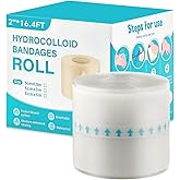 2in*16.4ft Hydrocolloid Roll for Wound Care, Cuttable Hydrocolloid Patch Bandages with Waterproof & Flexible, Ultra Absorbent, Self-Adhesive, Safe & Effective for Burn, Blister, Acne Care