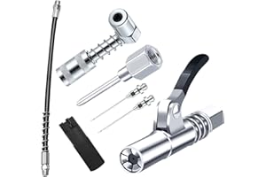 GATTLELIC Grease Gun Accessory Kit,includes Grease Needle Dispenser, 2pcs Grease Needle Nozzles, 90 Degree Grease Coupler Adapter with Sleeves, Grease Gun Coupler, 12 Inch Grease-Gun-Hose, Zerk Fitting Cleaner