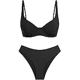 ZAFUL Womens Gingham Bikini Sets High Waisted Underwire Swimsuits Full Coverage Two Piece Swimwear Plaid Bathing Suits