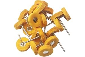 Luo ke 20 Pcs Little Buffing Wheel, 1/8 Inch Cloth Polishing Wheel for Rotary Tools Includes Dremel (Yellow)