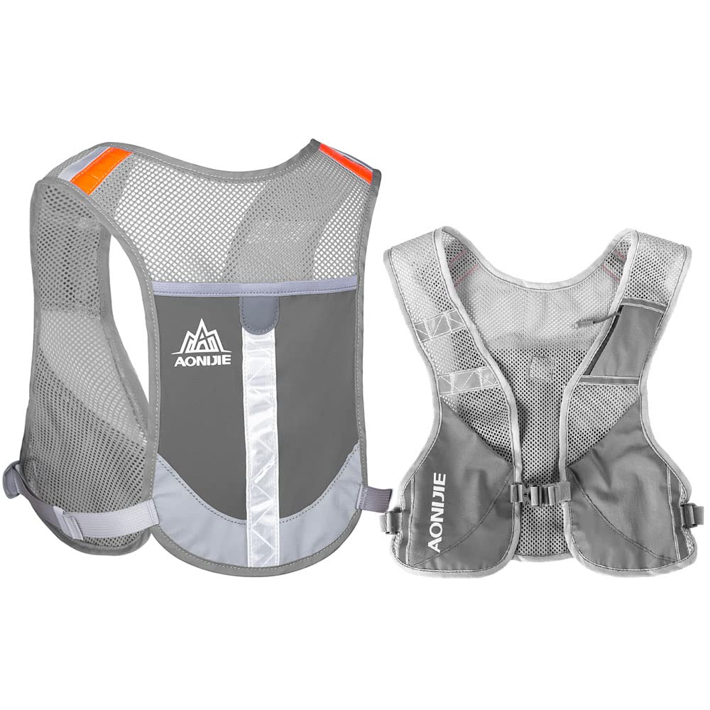 HINATAA Running Backpacks Lightweight Hydration Pack, 5L 230g Running Hydration Vest for Women and Men Cycling Running Camping Hiking Vest Pack (Grey)