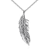 CUPENDA Feather Necklaces for Women 925 Sterling Silver Feather Pendant Necklace Feather Jewelry Gifts for Women