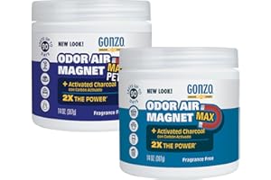 Gonzo Natural Magic Odor Air-Magnet with Activated Charcoal - 14 Ounce (2 Pack) - Odor Eliminator for Car Closet Bathroom and Pet Area Captures and Absorbs Smoke Odors