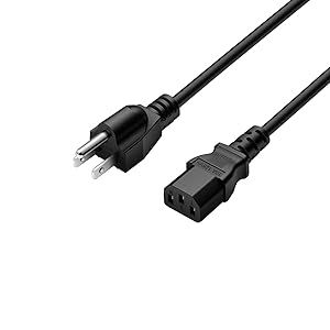 3 Prong Power Cord Cable for Vizio Samsung LG Dynex Dell Asus HP Computer Monitor TV Sony Sharp Playstation PS3 Philips Insignia Plasma Toshiba Acer ViewSonic AOC BenQ 18 AWG Replacement