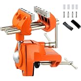 MAXMAN Clamp Bench Vise, 360&deg; Cast Steel Swivel Base, Woodworking for DIY | Heavy Duty Cast Steel, Universal Post &amp; 360&deg; Swivel, Table Clamp for Workbench/Handcraft, Ideal for DIY Woodworkers