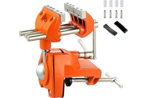 MAXMAN Clamp Bench Vise with Post Universal, Woodworking Vise, 360° Heavy Duty Cast Steel, Table Clamp Vise with Swivel Base for Workbench DIY Projects, Handcraft Creations