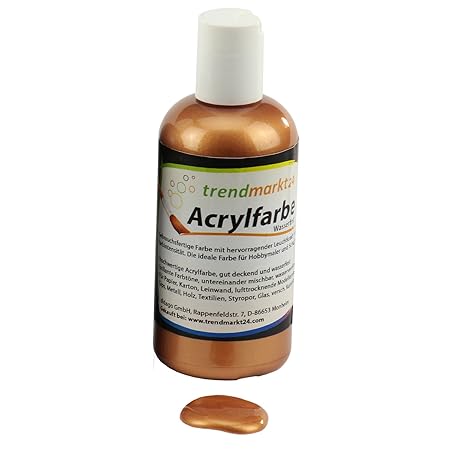 trendmarkt24 Acrylfarbe Bronze ? 150ml Tube | flüssige Malfarbe ? Gute Qualität hohe Deckkraft ? Für: Holz Glas Gips Ton Beto