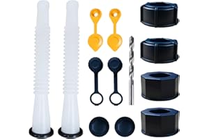 FOANRIY Gas Can Spout Replacement,Gas Can Nozzle,(2 Kit-White) with 4 Screw Collar Caps(2 Coarse Thread &2 Fine Thread-Fits Most of The Cans) with Gas Can Vent Caps, Thick Rubber pad, Spout Cover, Base Caps