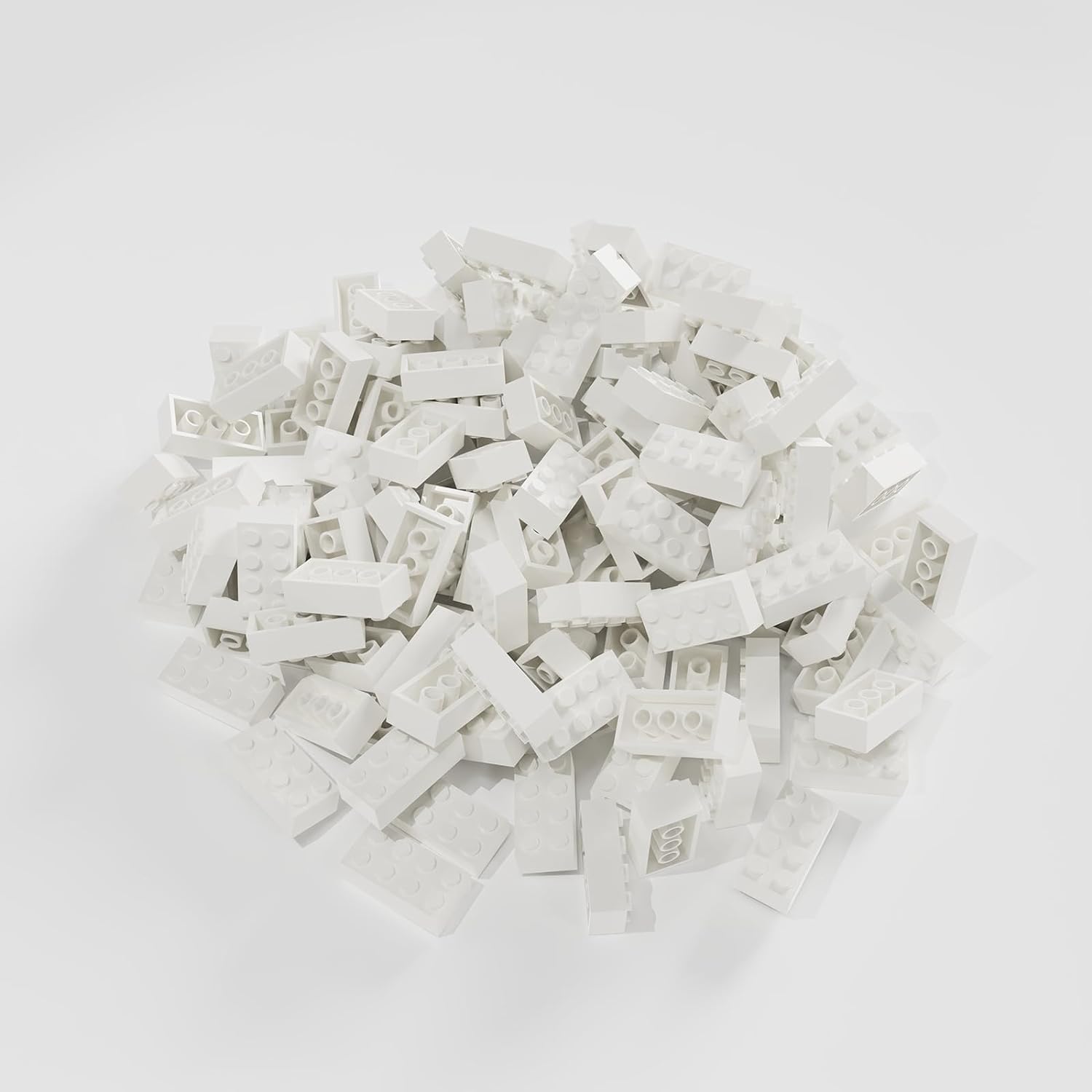 Photo 1 of 100 Piece Bulk 2x4 Building Bricks, Compatible with Lego, Flat White Bricks