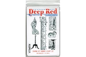Deep Red Stamps Sewing Kit Rubber Stamp Set3.25 x 4.25inches