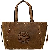 Myra Bag Western Leather Tote Bag for Women - Officially Licensed Yellowstone Studded Carryall Purse
