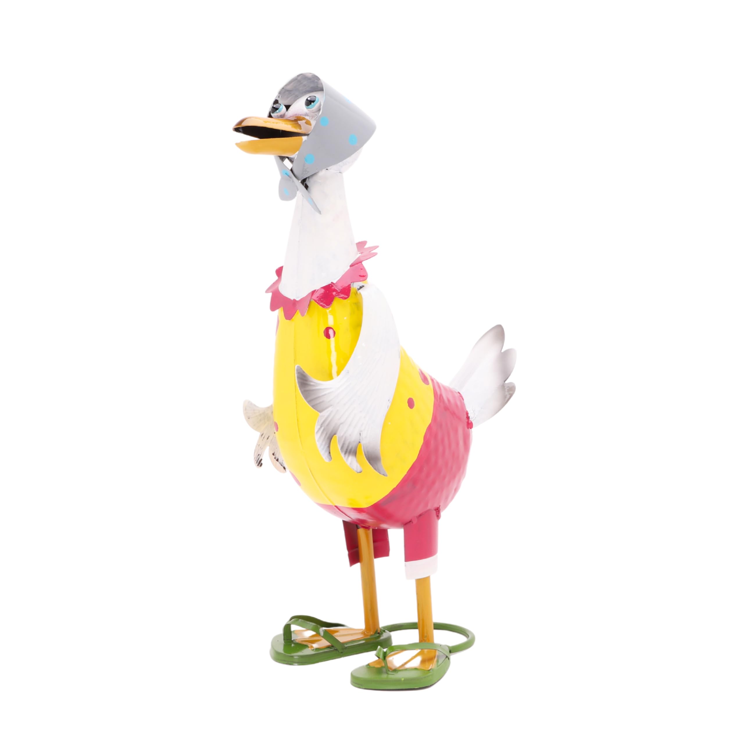 Christmas Concepts® 390mm (15'') Standing Metal Duck Sculpture- Indoor/Outdoor Garden Decoration (Yellow Lady)