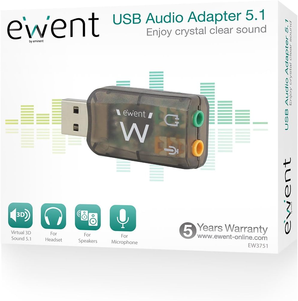 Ewent Virtual 3D USB 5.1 Sound Card, EW3751, Black - Image 5