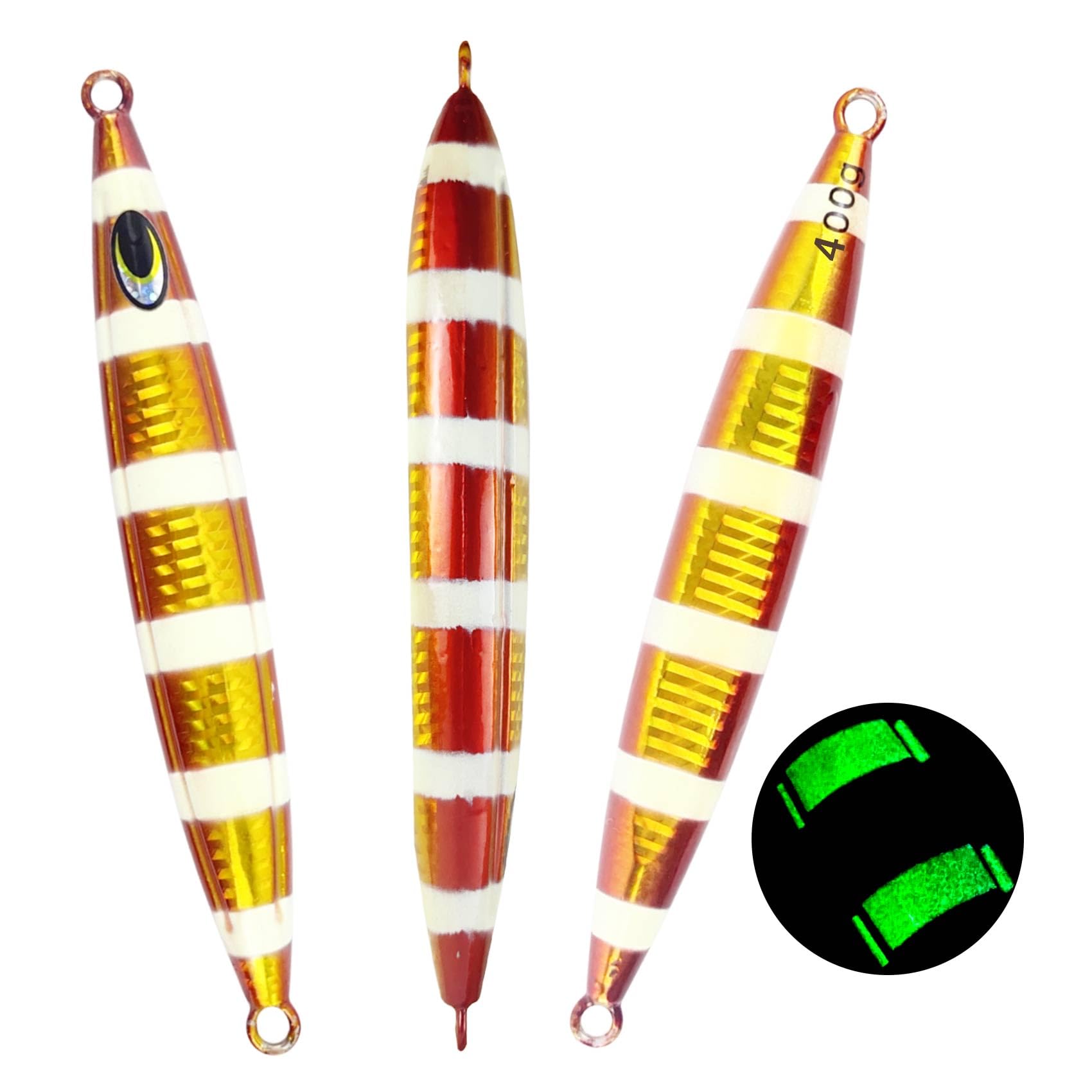 Photo 1 of Eupheng Heavy Duty Fishing Jigs Saltwater 200g/300g/400g/500g, Glow in Dark Roller Slow Fall Lead Jig Deep Sea Fishing Jigging Lures for Tuna, Salmon, Sailfish, Grouper Snapper