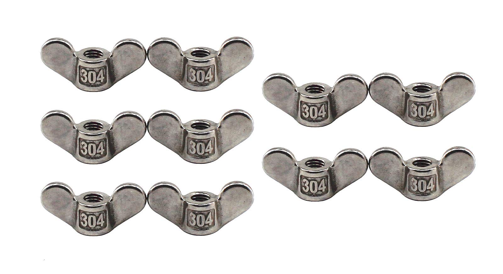 304 Stainless steel wing nut M6 hand twisted fasteners butterfly wing shaped nut DIY hardware pack of 10
