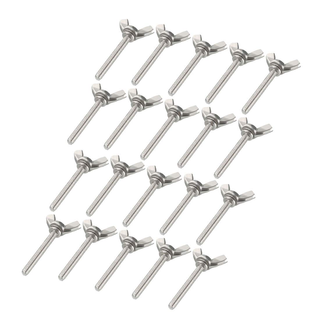 sourcing map Wingbolt Butterfly Wing Thumb Hand Screws Bolts M4x30mm 0.7mm Pitch Carbon Steel 20pcs