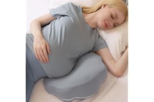 Chilling Home Portable Pregnancy Pillow Memory Foam – Maternity Body Pillow for Sleeping- Multifunctional Pregnancy Wedge Pillow for Back, Belly, Pain Relief, Ideal for Pregnant Women,Travel,Grey