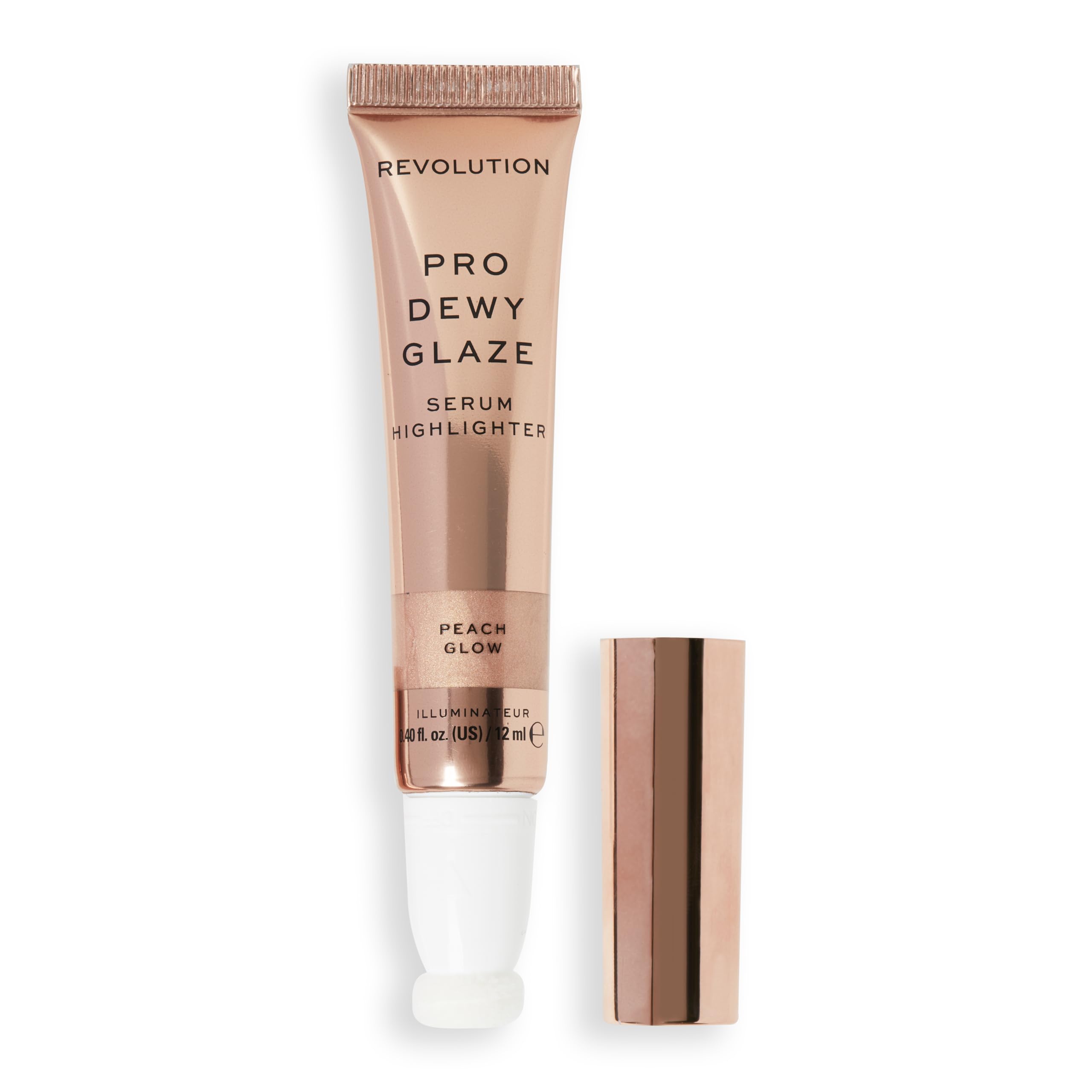 Revolution Pro, Dewy Glaze Serum Highlighter, Lightweight & Blendable, Illuminating Formula, Peach Glow, 12ml