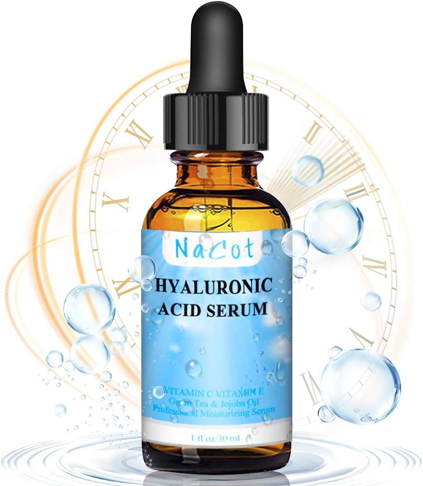 Hyaluronic Acid Serum for Face - Pure Hyaluronic Acid Face Serum with Vitamin C, Aloe & Jojoba Oil Hydrating ＆ Anti Wrinkle Serum Give You Non-greasy & Smooth Skin Face Serum