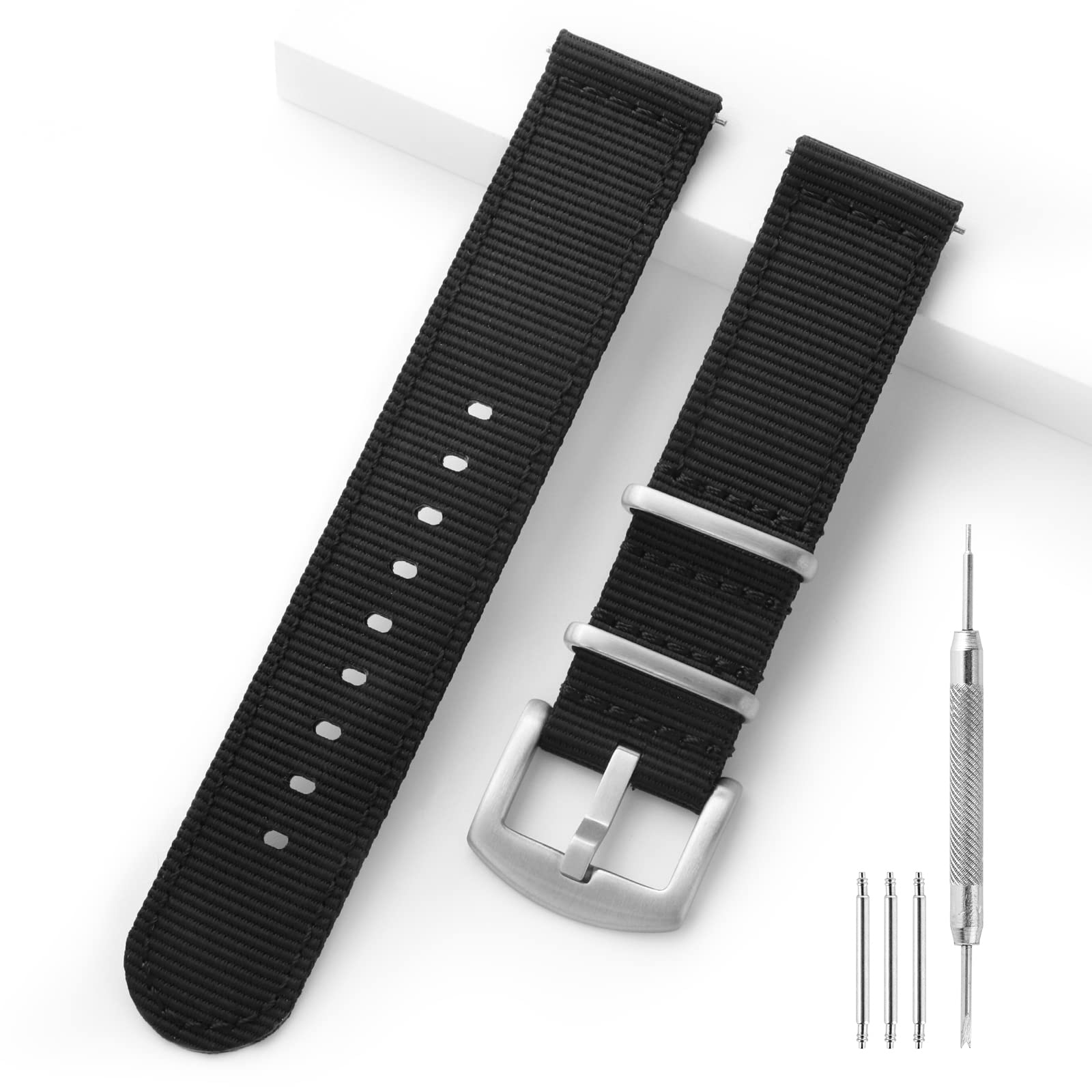 Photo 1 of TACTICAL FROG 20mm 22mm Fast Release Nylon Watch band with Stainless Steel Buckle, Two-Piece Waterproof Nylon Watch Strap for Men & Women…