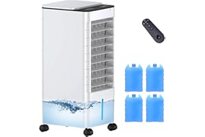 BIESQYA Windowless Portable Air Conditioners with Remote, Ventless Ac Unit Ductless Air Cooler,Hoseless Quiet Evaporative Oscillating Swamp Cooler,12H Timer & 4 Ice Box for Room Indoor Outdoor Office Bedroom