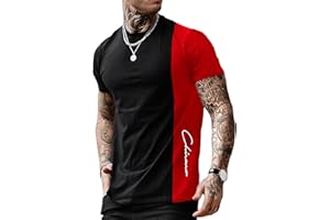 SOLY HUX Men's Color Graphic Letter Print Short Sleeve T Shirt Casual Summer Tee Tops