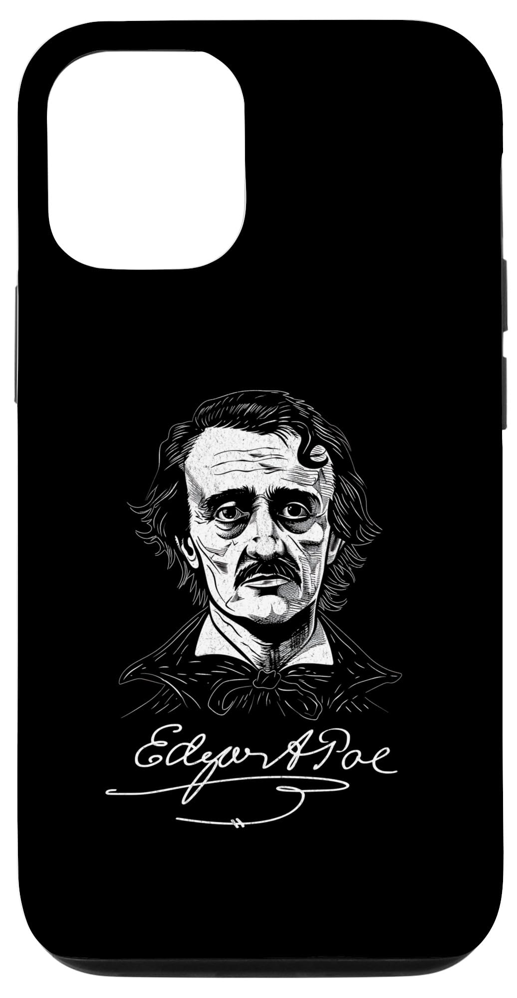iPhone 14 Pro Edgar Allan Poe Sketch Portrait with Signature Case