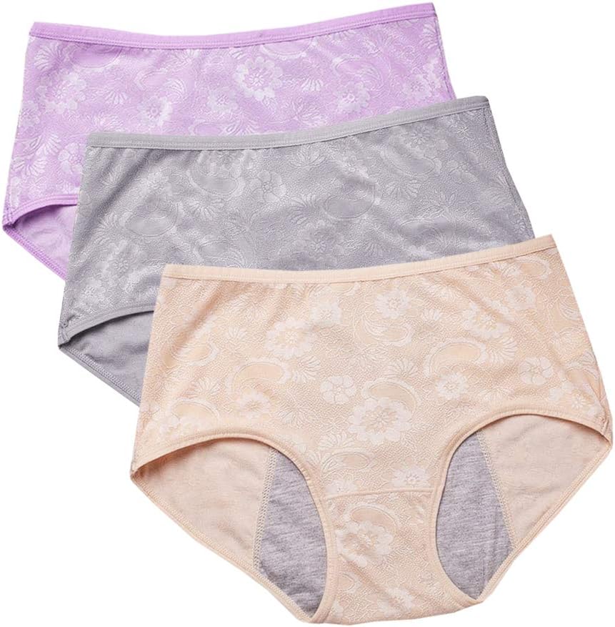 YOYI FASHIONWomen Menstrual Period Briefs Jacquard Easy Clean Panties Multi Pack US Size XXS-4XL/11