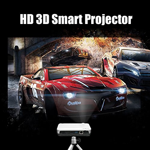 WOWOTO H10 Video Projector Smart Android 6.0 2GB RAM/8GB ROM 3D DLP Projector Support 4K 1080P with Keystone Correction HDMI WiFi Bluetooth Portable Projector with Carrying Case