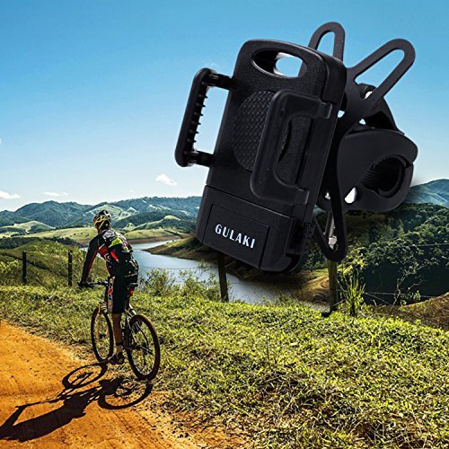 Bike Phone Mount Holder, GULAKI Universal Motorcycle Handlebar Mount,Cradle Clamp for iPhone 7/6 Plus/5/5S/5C/4/4S Samsung Galaxy S6/S5/NOTE 5/4 Motorola Droid RAZR HTC One X LG GPS Holder (Black)