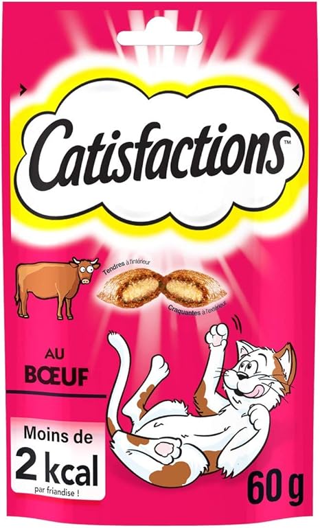 Catisfactions Friandises Pour Chat Gout Boeuf Recompenses Pour Chats Adultes Et Chatons Pack De 6 Sachets De 60 G Amazon Fr Animalerie