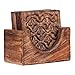 Store Indya Set of 4 Handmade Wooden Coasters Absorbent Cool Drink Coasters with Holder Unique Bar Decor Accessories Best Housewarming Gift (Design 13)