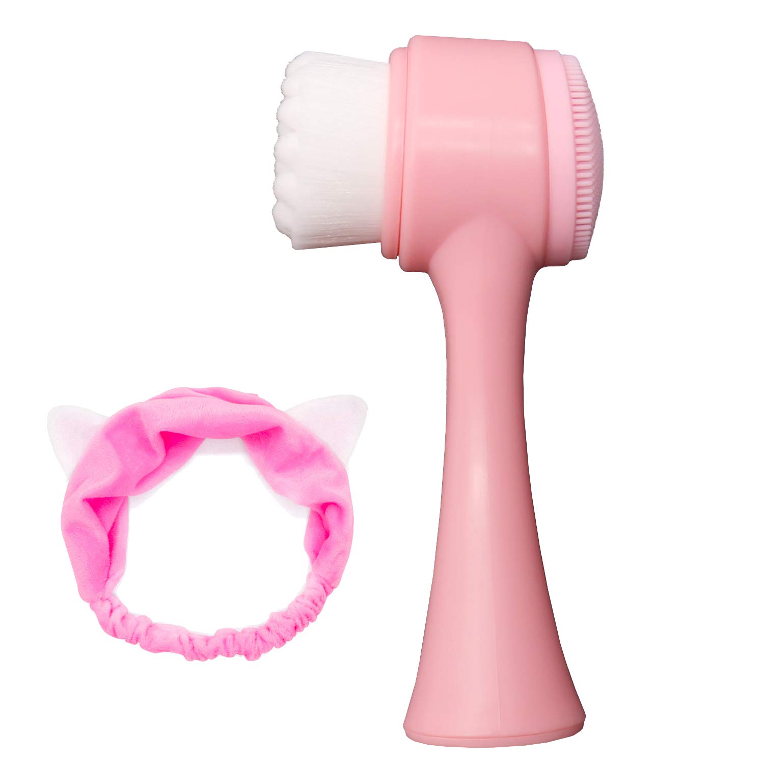 Manual Facial Cleansing Brush, YUSONG Exfaliating Facial Scrub Brush, Non-Electric Double sided Exfoliating Brush, Silicone Pad & Nylon Bristles, Dual Cleansing Brush for Cosmetic Removal (White): Beauty
