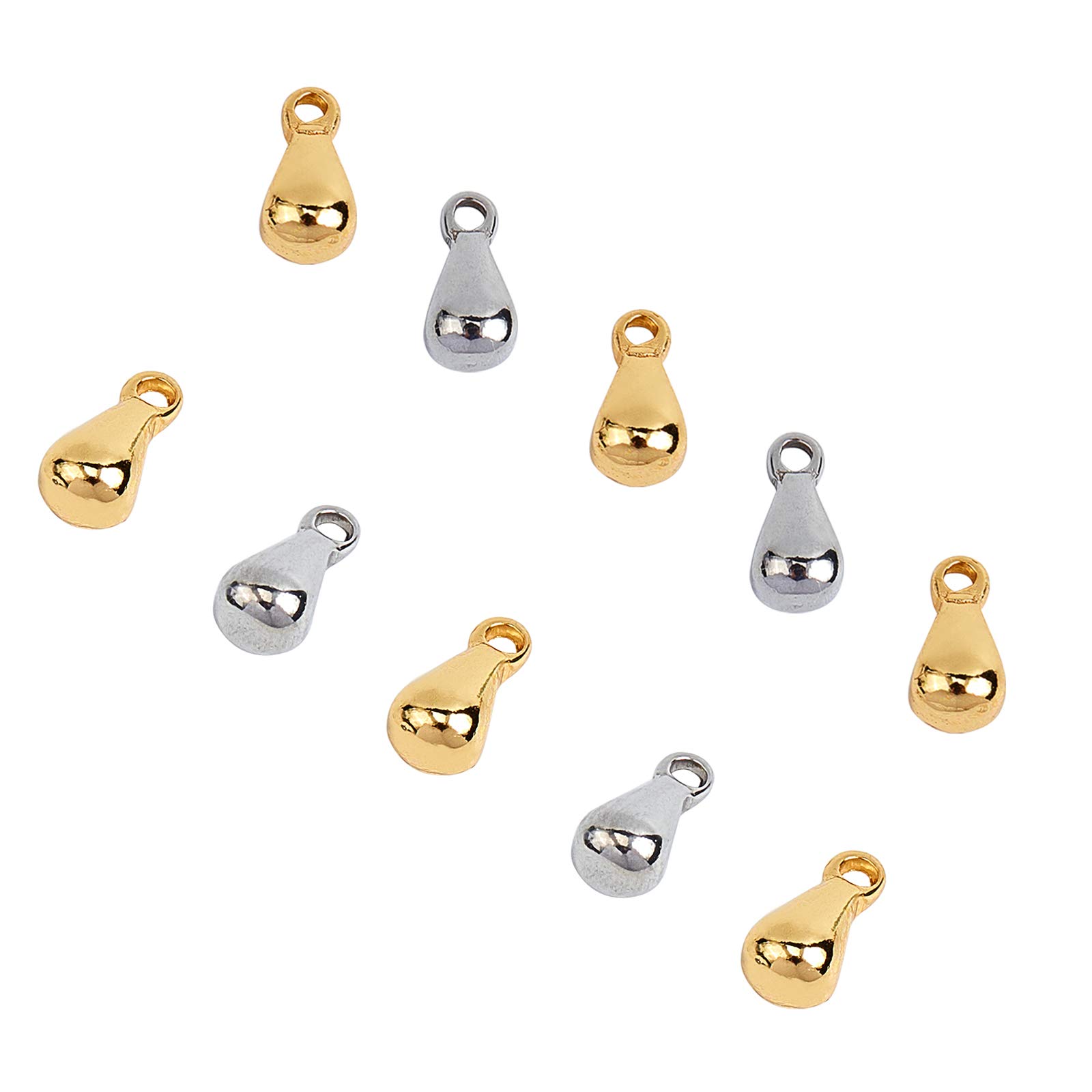 UNICRAFTALE 100pcs Extender Chain Drop Stainless Steel Pendants 6mm End Drop Charms Terminators Mixed Color Teardrop Charm Connector for Jewelry Making & Crafting
