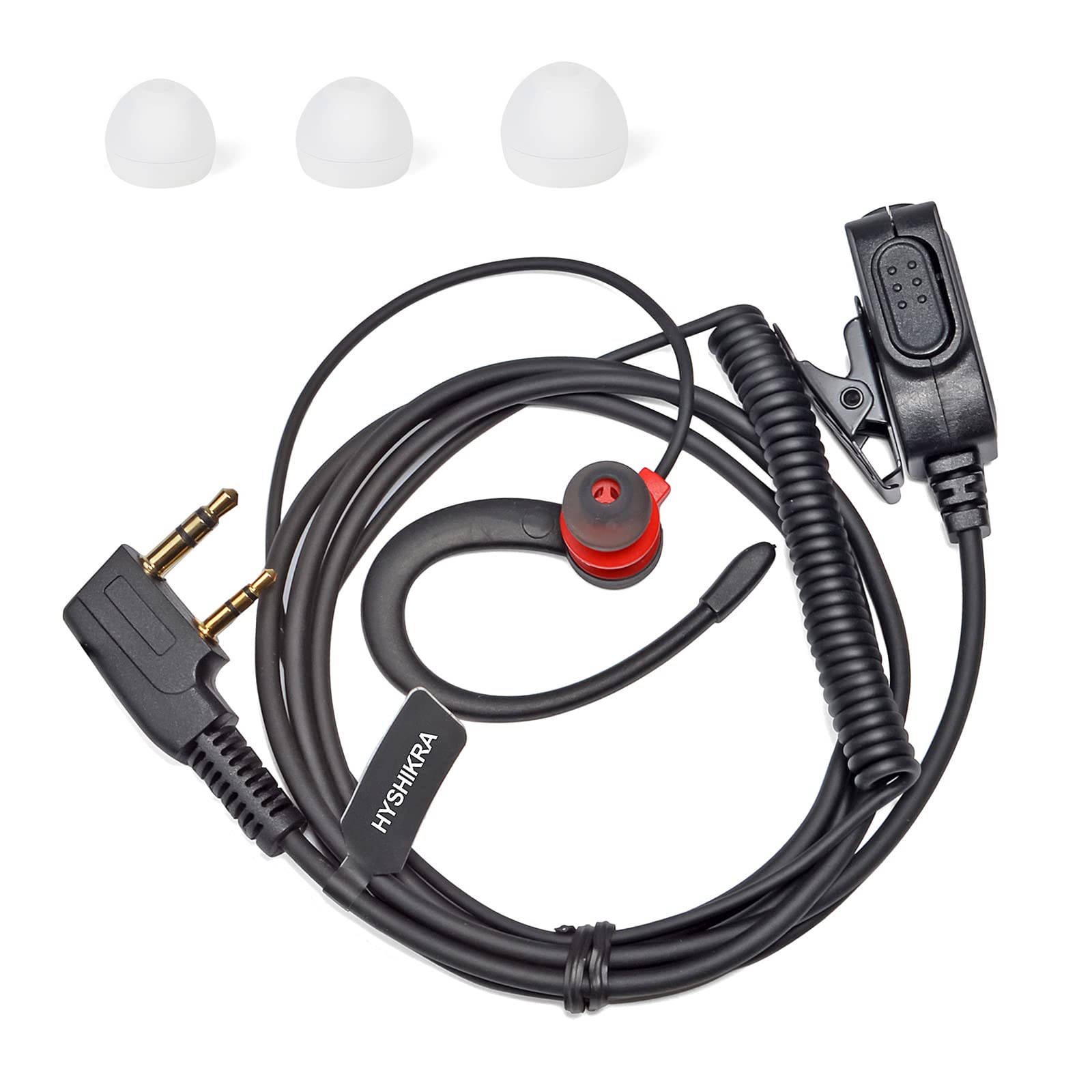 HYSHIKRA Lightweight Radio Earpiece G Shape Security Headset Compatible with Retevis Baofeng Kenwood RT24 UV5R TK250 TK320 Walkie Talkie (RED, 1 PACK)