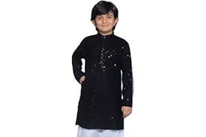 AJ DEZINES Kids Cotton Sequined Kurta for Boys - Ethnic wear |Indian Chikankari Kurta for Boys