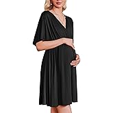 Ekouaer 3 in 1 Labor and Delivery Gown for Hospital Short Sleeve Maternity Nursing Dress Nightgown Postpartum Sleepwear
