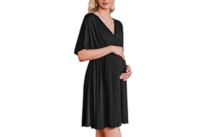 Ekouaer 3 in 1 Labor and Delivery Gown for Hospital Short Sleeve Maternity Nursing Dress Nightgown Postpartum Sleepwear