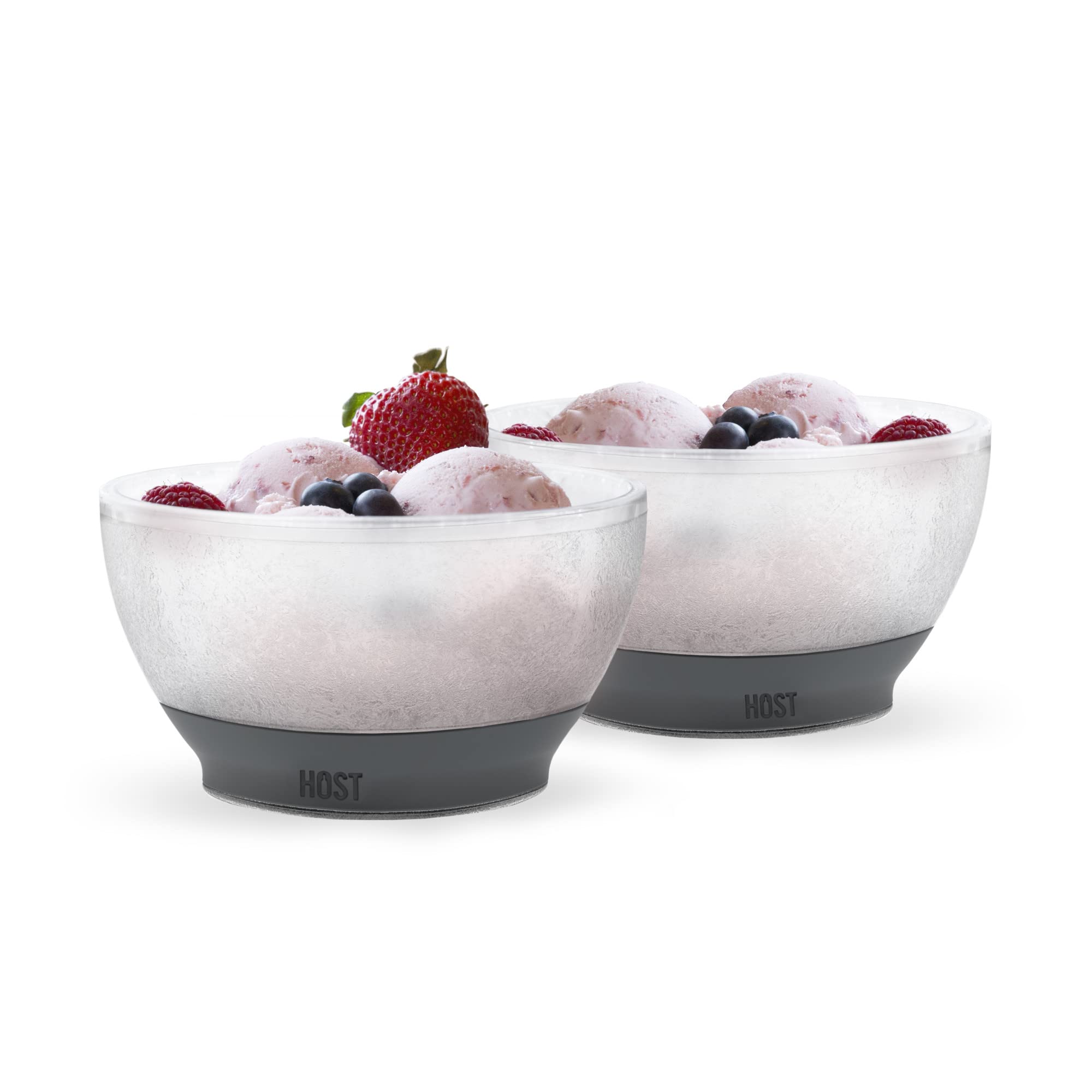 Host Freeze Ice Cream Bowls with Comfort Silicone Grip, Double Walled Insulated Bowl for Cereal, Fruit, Acai, Desserts, Outdoor Party, Kitchen Accessories, 18 oz Set of 2, Grey Image